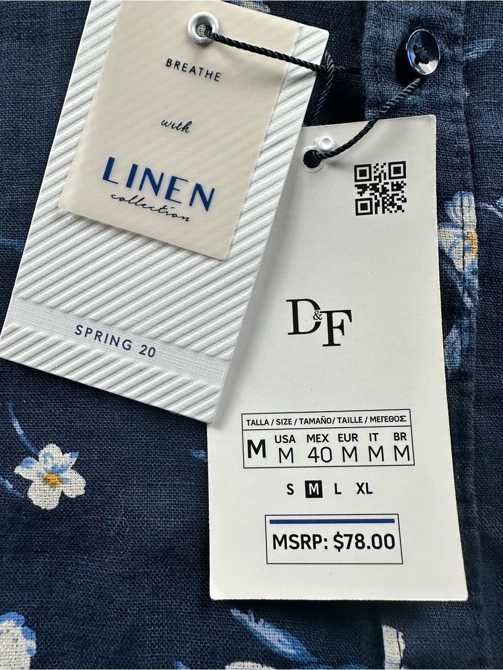 Denim & Flower Ricky Singh Resort Wear Floral Linen Mens Short Sleeve Shirt Sz M - Picture 6 of 7